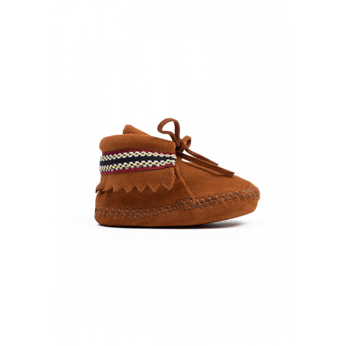 Chaussons souples en cuir suede BRAID marron, MINNETONKA
