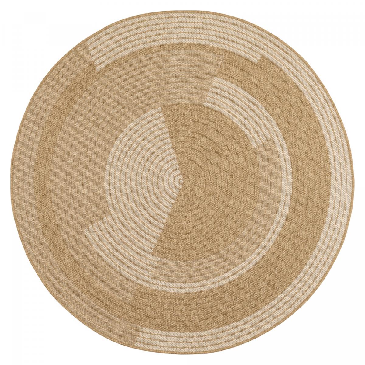 Tapis rond d'extérieur tissé kilim JUTE ART 7 beige, blanc, UN AMOUR DE TAPIS