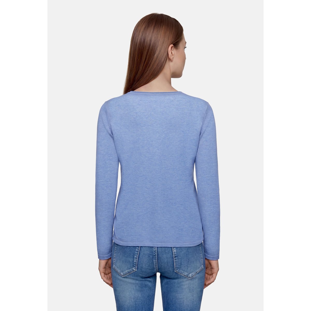 Pull-over en maille à cordon coulissant sous tunnel middle blue melange, BETTY BARCLAY
