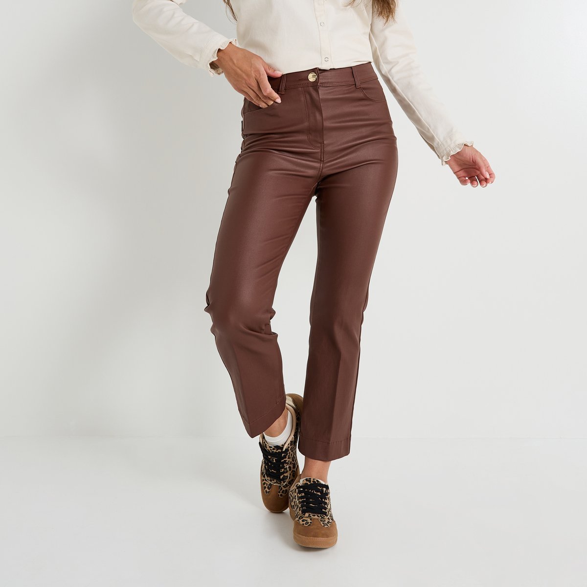 Jean bootcut raccourci TROPEZ RB02 marron, GRAIN DE MALICE
