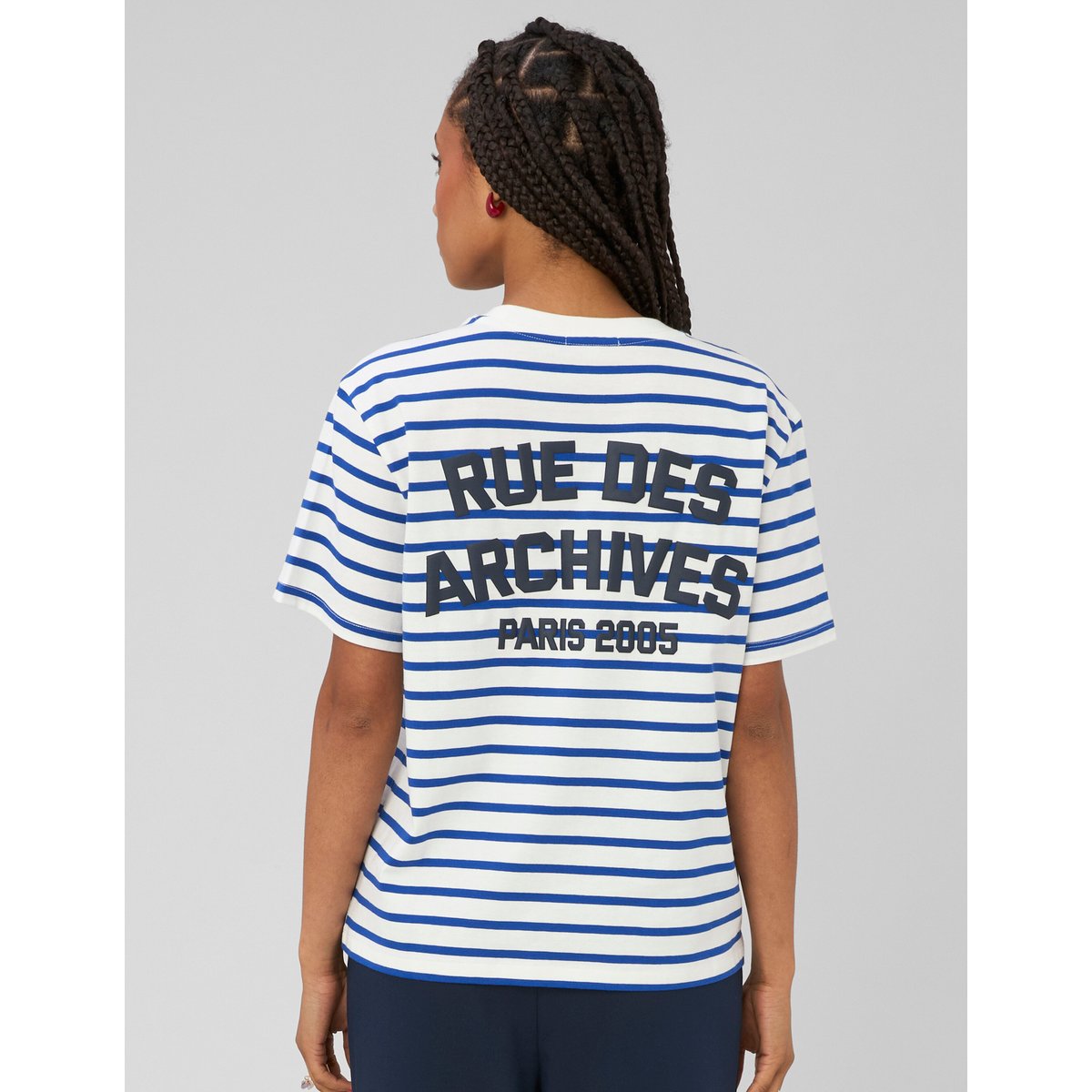 T-shirt rayé manches courtes bleu, BZB