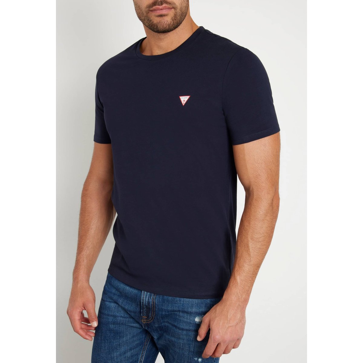 T-Shirt Petit Logo Triangulaire bleu foncé, GUESS
