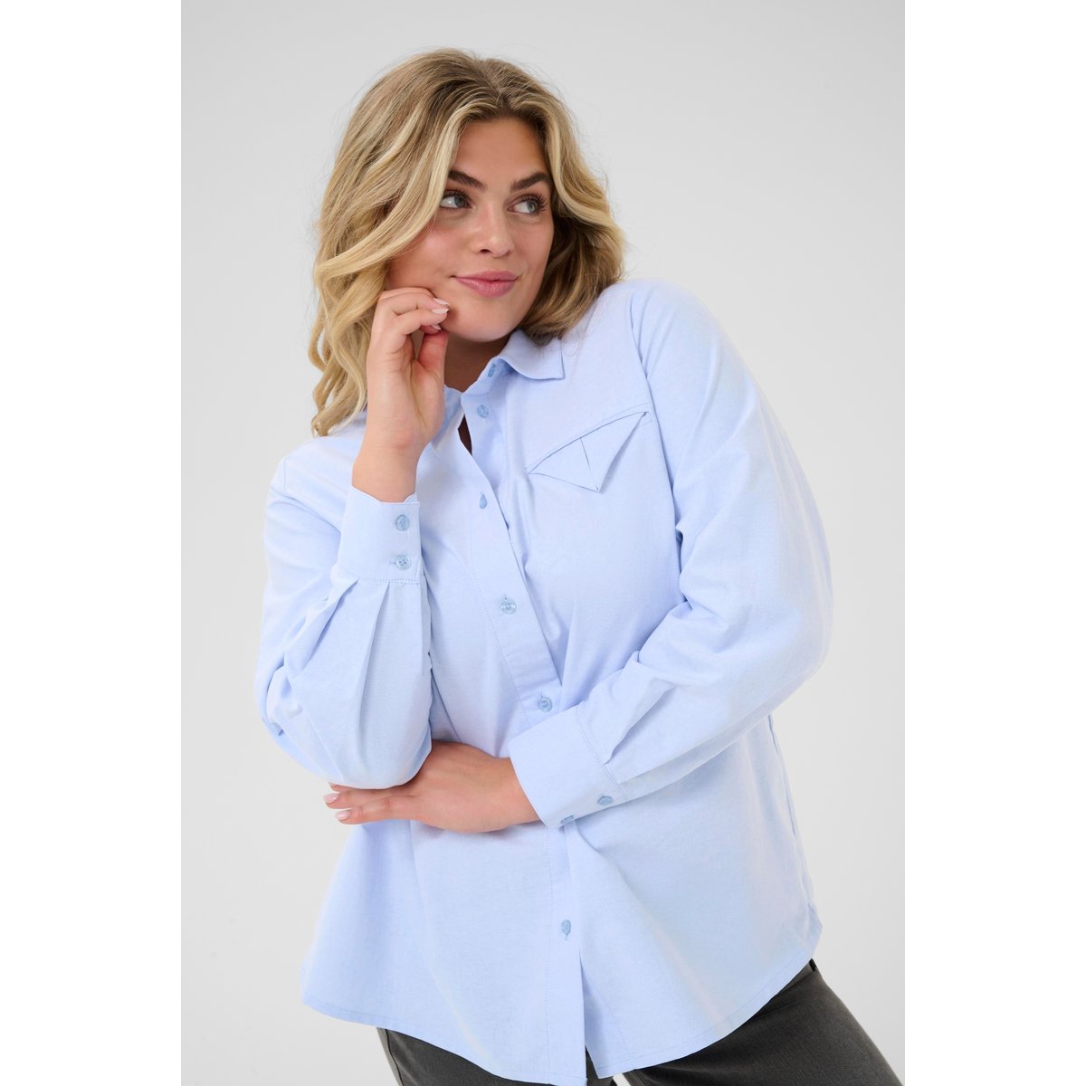 Chemise à manches longues bleu windsurfer melange, KAFFE CURVE