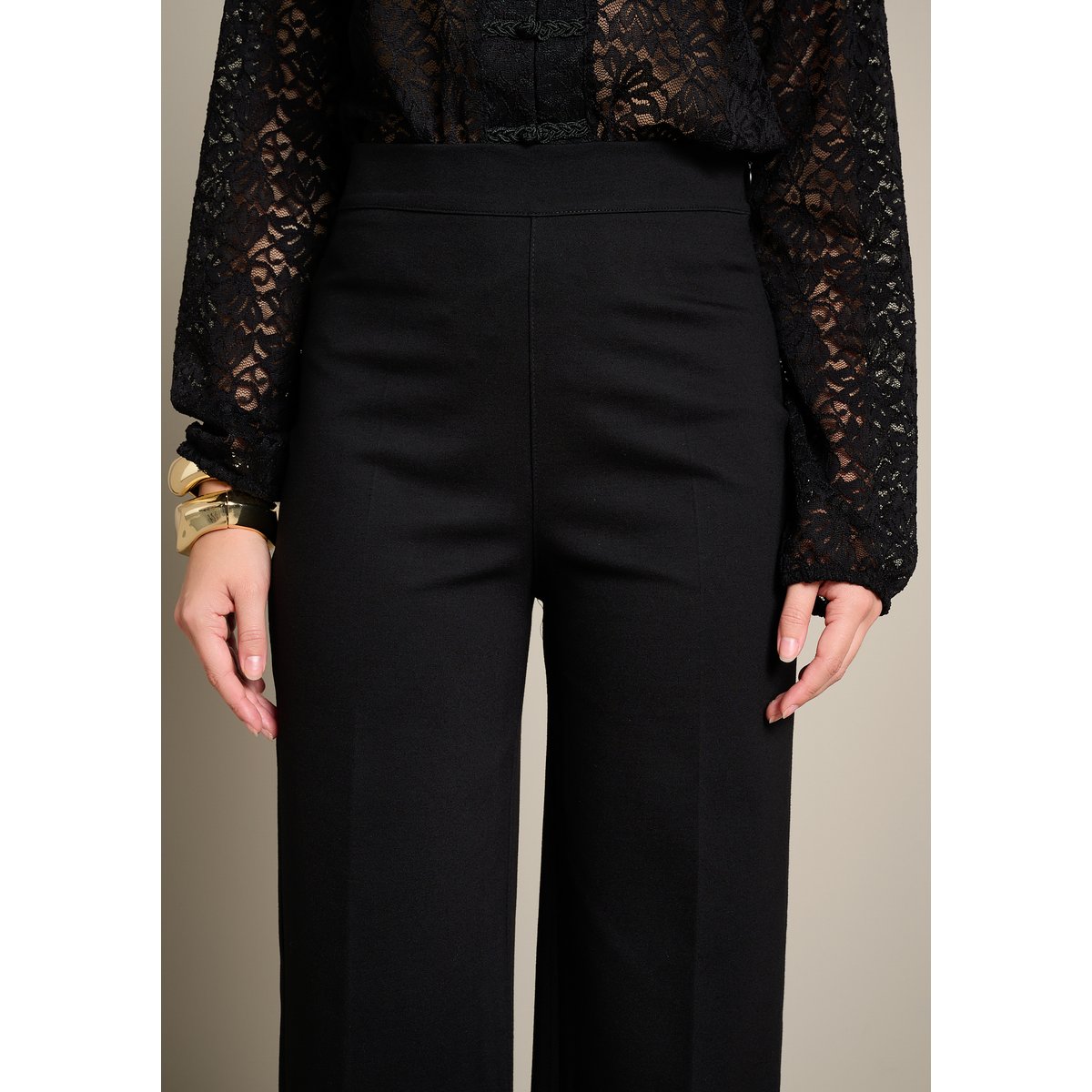 Pantalon large zippé côté noir, LOLALIZA