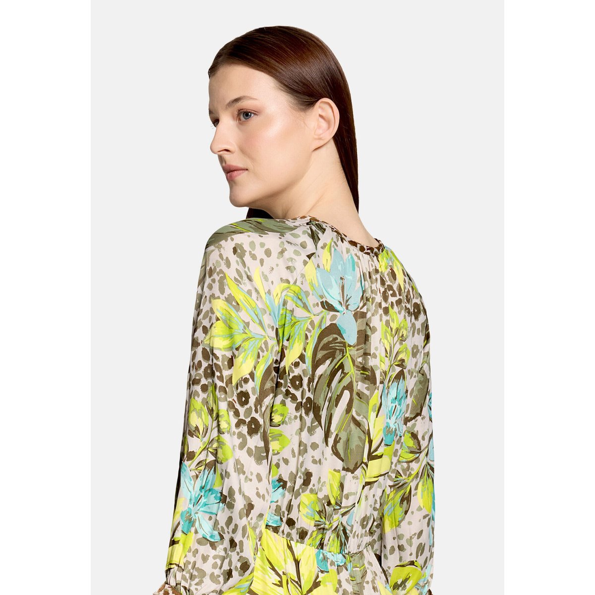 Robe d'été à encolure ronde beige/yellow, BETTY BARCLAY