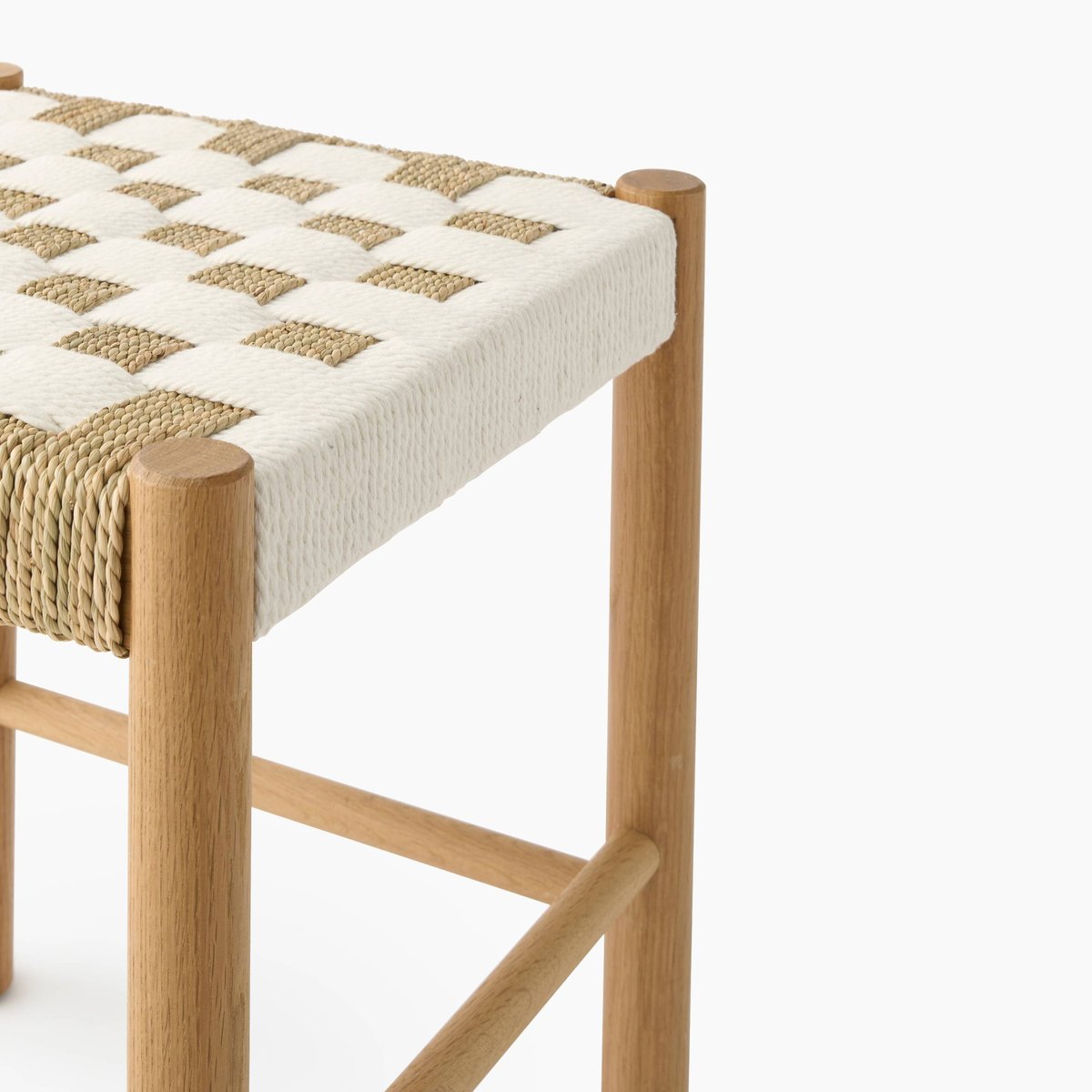 Tabouret, 37xH43cm, en jonc de mer et bois de chêne naturel, MONOPRIX