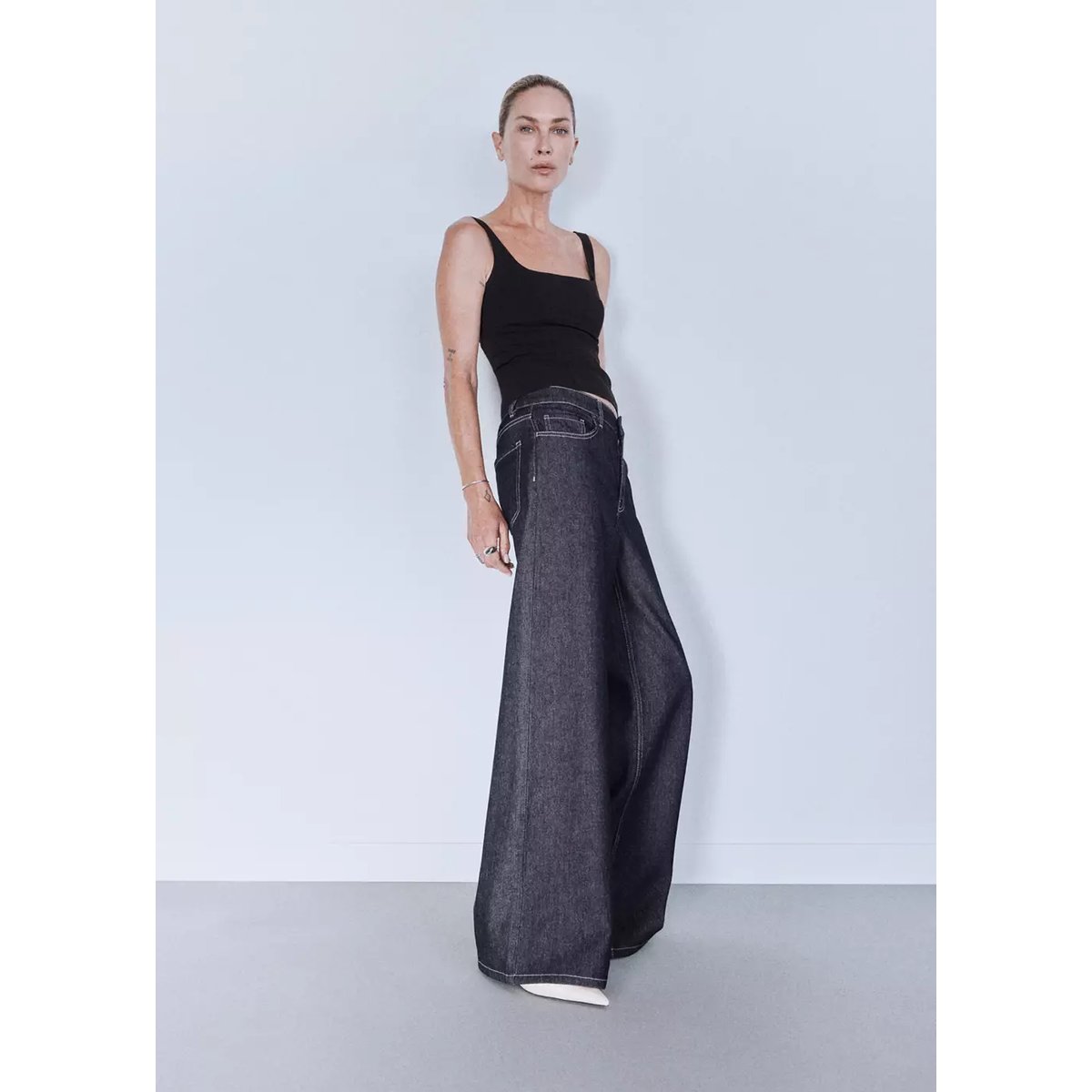 Jean large taille normale bleu, MANGO