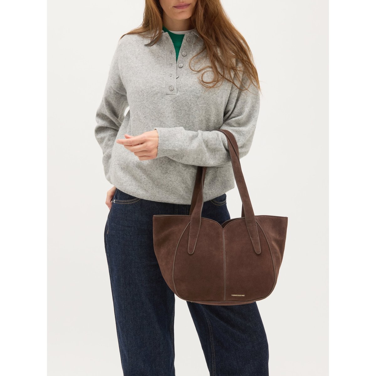 Sac avec anses et bandoulière ALTAÏ marron foncé, VANESSA WU