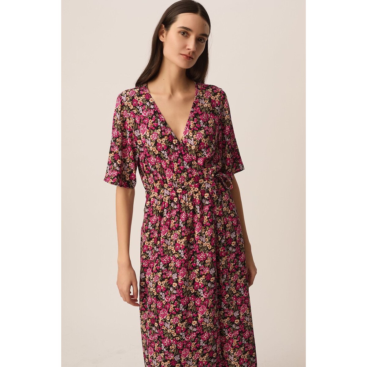 Vestido midi com estampado floral, ELALY estampado floral, DES PETITS HAUTS
