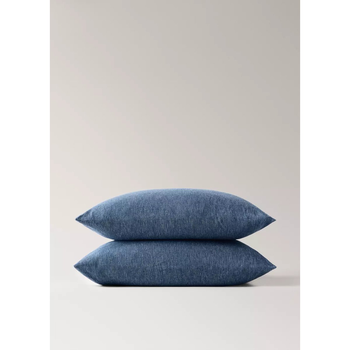 Taie d’oreiller lin coton à rayures 60x60 cm bleu indigo, MANGO HOME