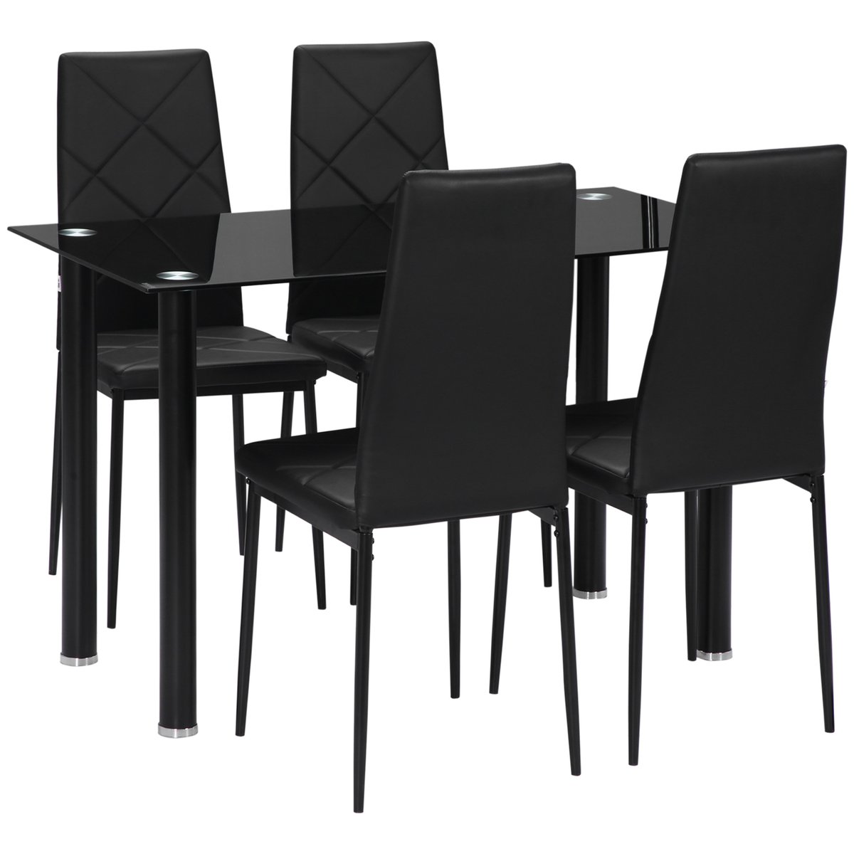 Ensemble de table à manger Acier Noir noir, HOMCOM