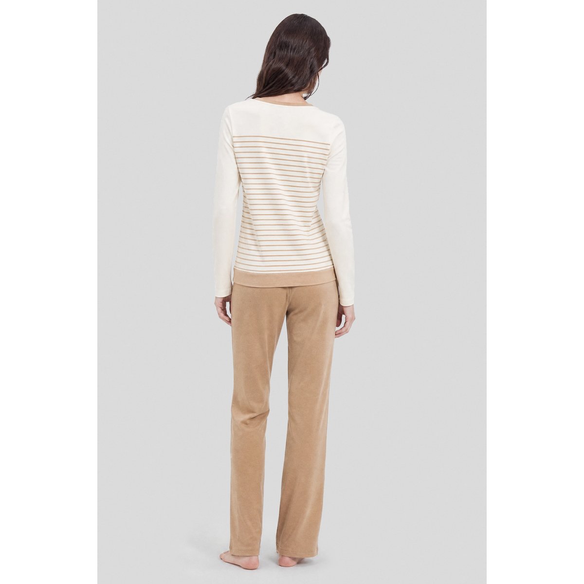 Pyjama rayé long - coton nature/gabardine, ARMOR-LUX