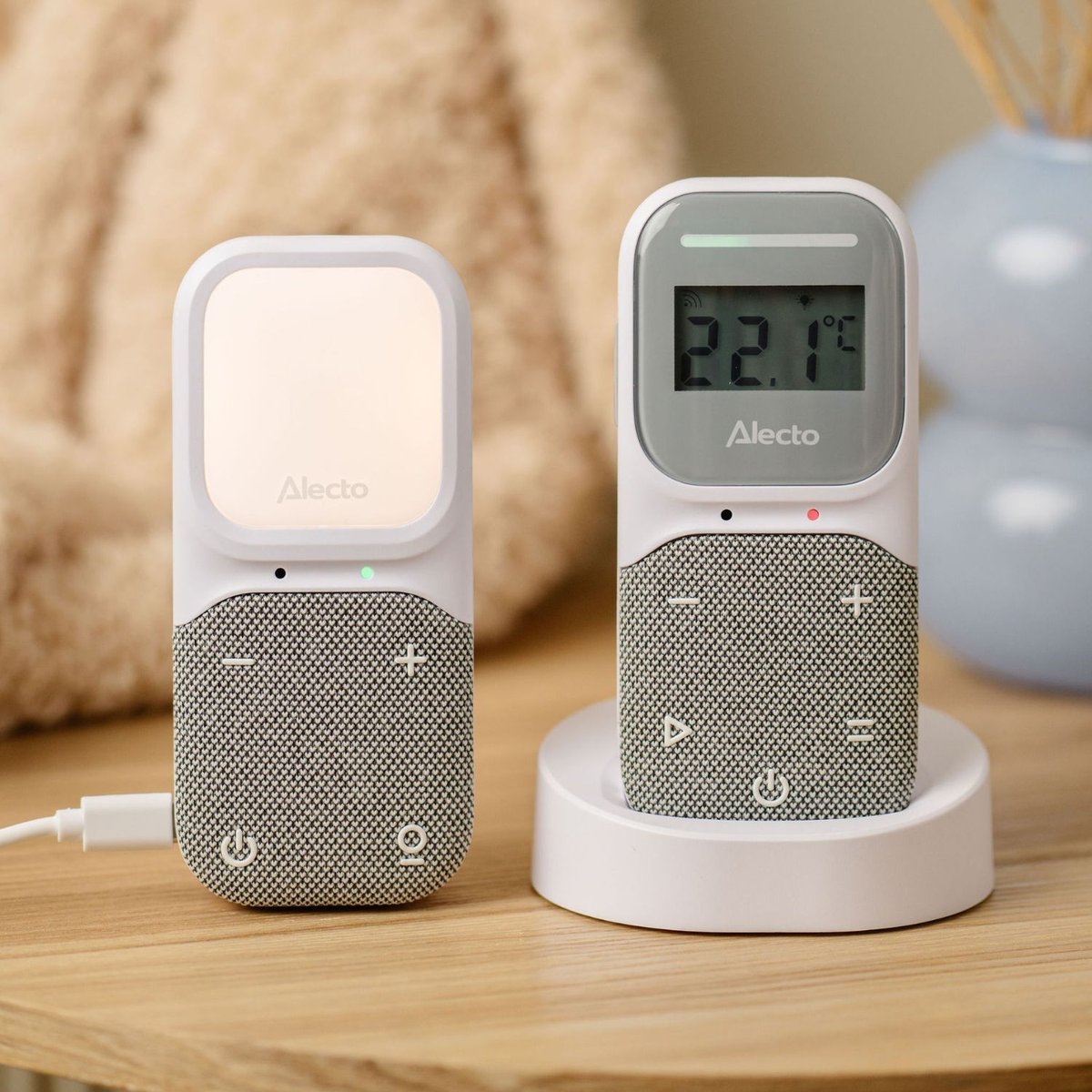 Babyphone audio Full Eco écran et veilleuse blanc, gris, ALECTO