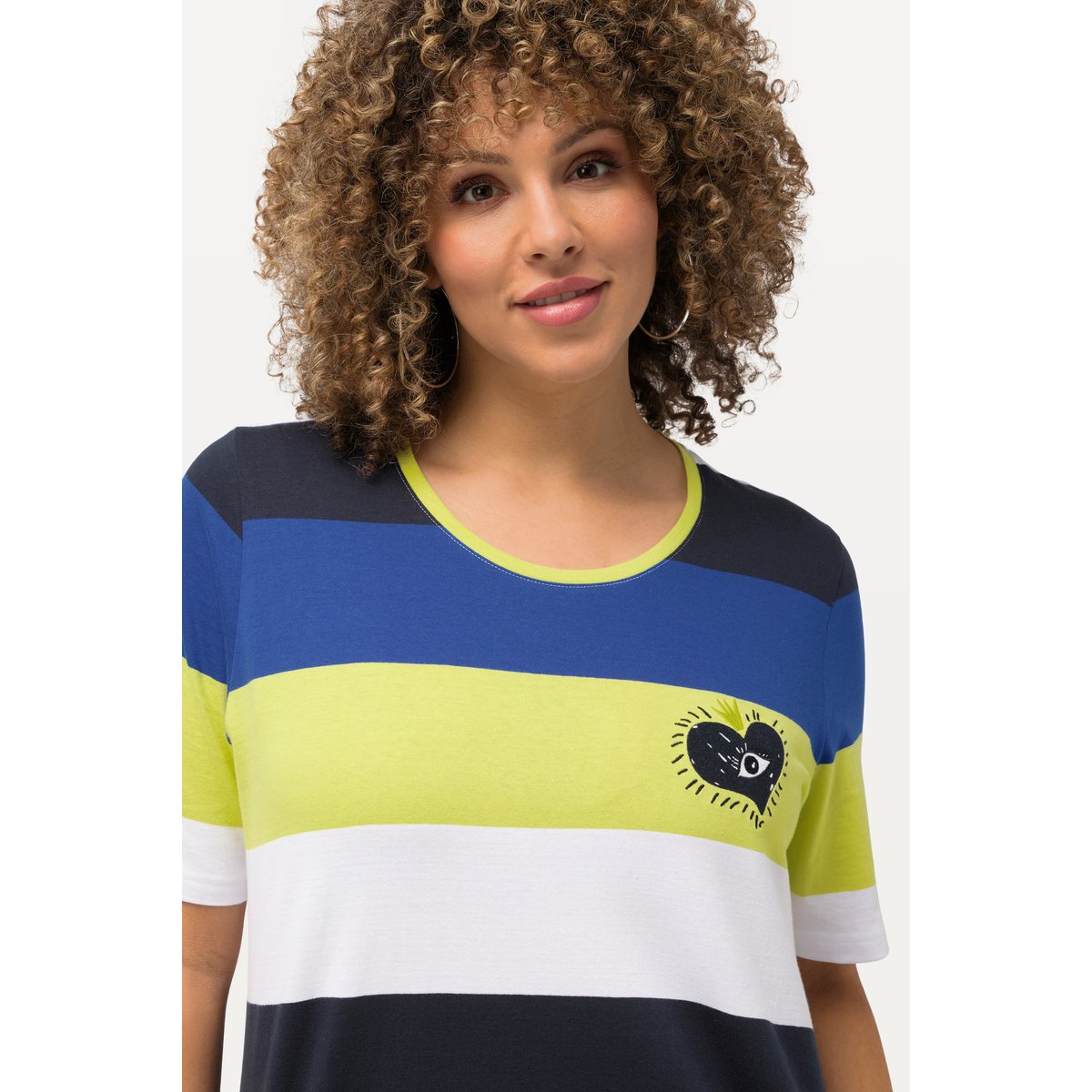 T-shirt à col rond et manches courtes. bleu cobalt, ULLA POPKEN