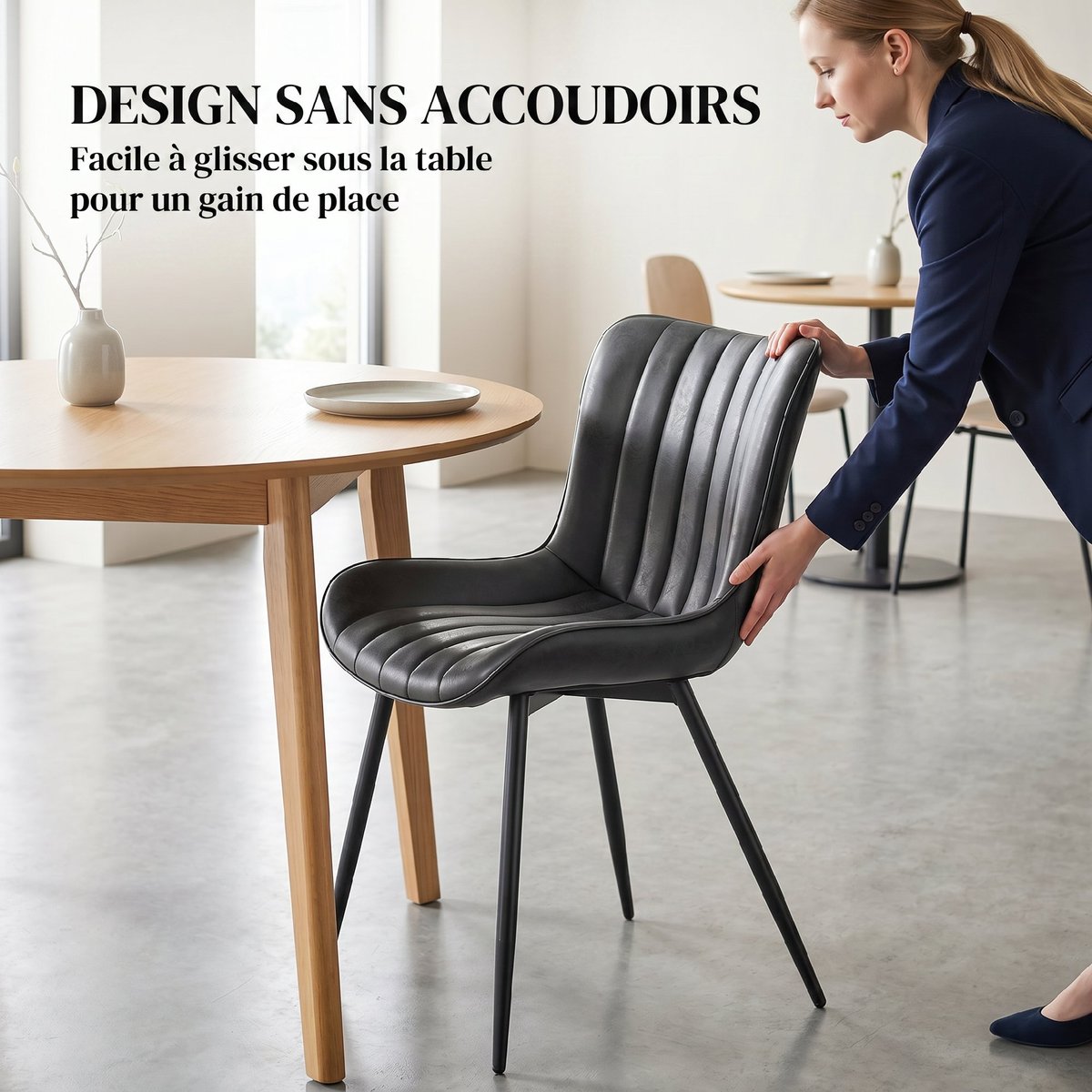 Chaise de salle à manger Revêtement noir, HOMCOM