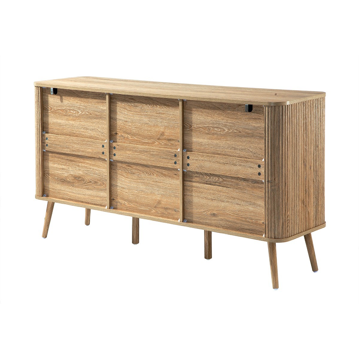 Buffet 3 portes arrondi effet chêne - MAHO bois clair, CALICOSY