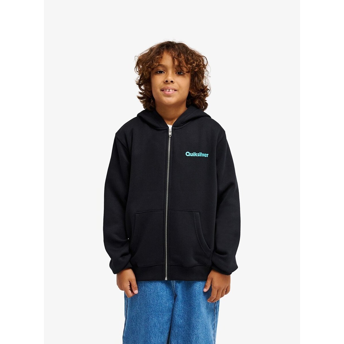 Sweat zippé à capuche, en molleton, imprimé dos noir, QUIKSILVER