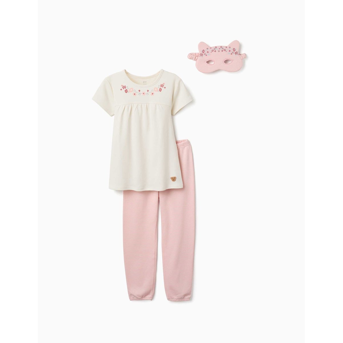 Pyjama à manches courtes en coton avec masque rembourré blanc, ZIPPY