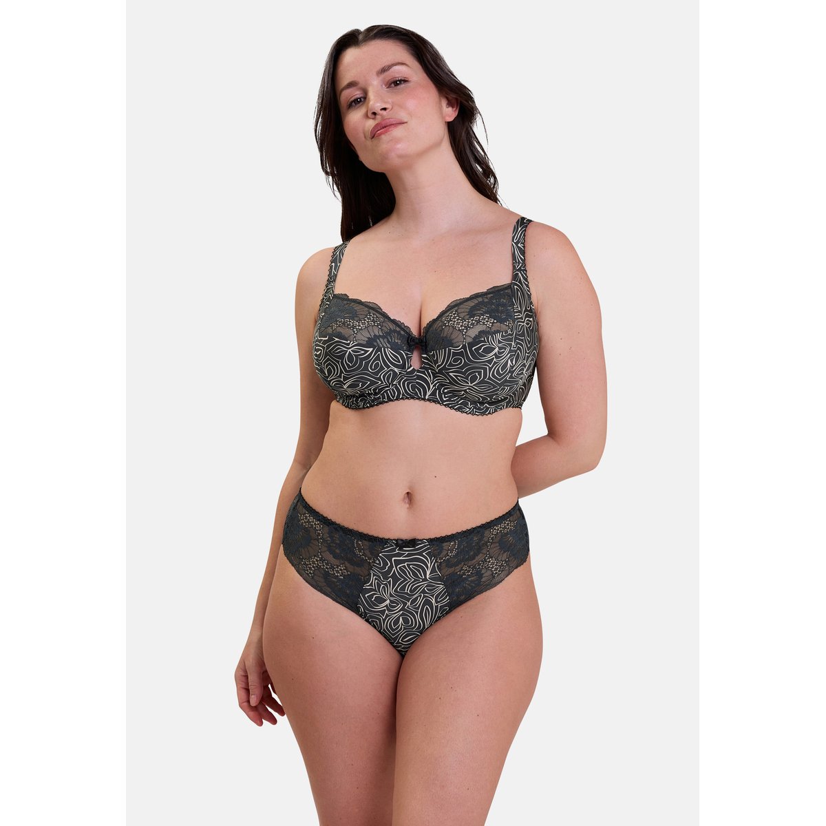 Soutien-gorge HÉLÈNE imprimé graphique anthracite, SANS COMPLEXE