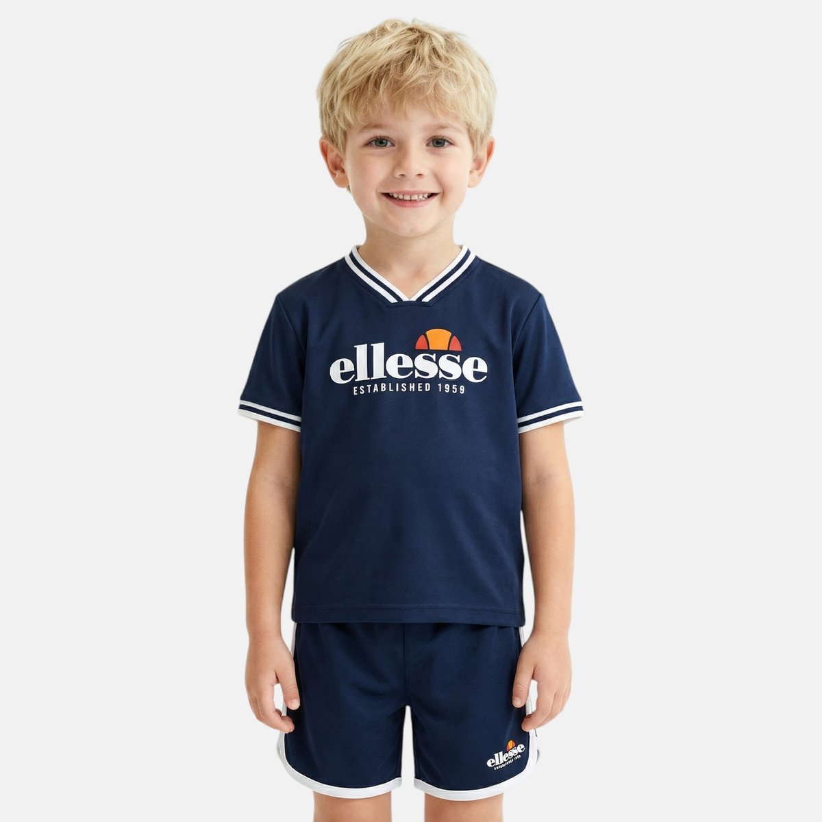 Ensemble t-shirt manches courtes et short TENNIS bleu marine, ELLESSE