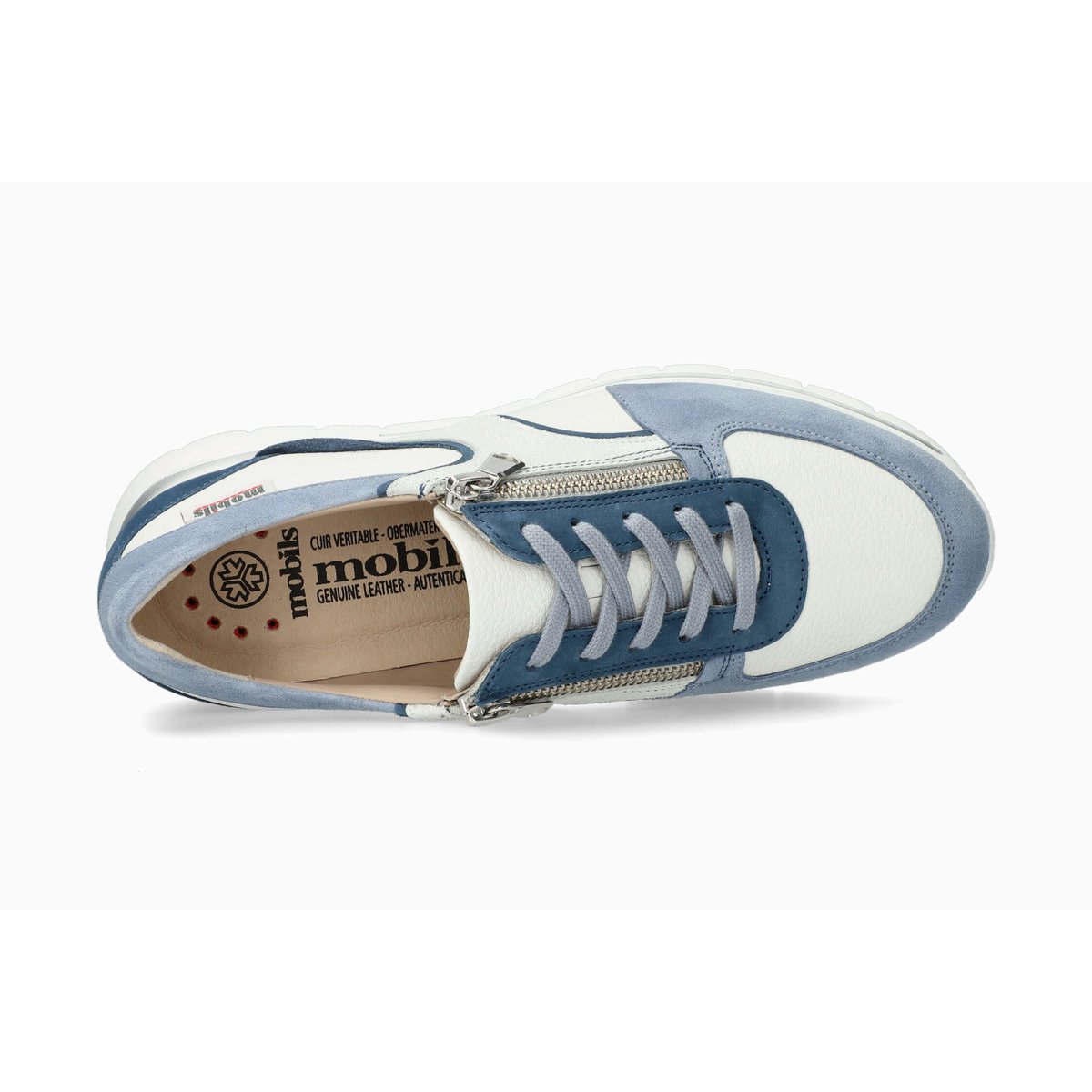 Baskets en cuir ESRA bleu sea blue 5148, MEPHISTO