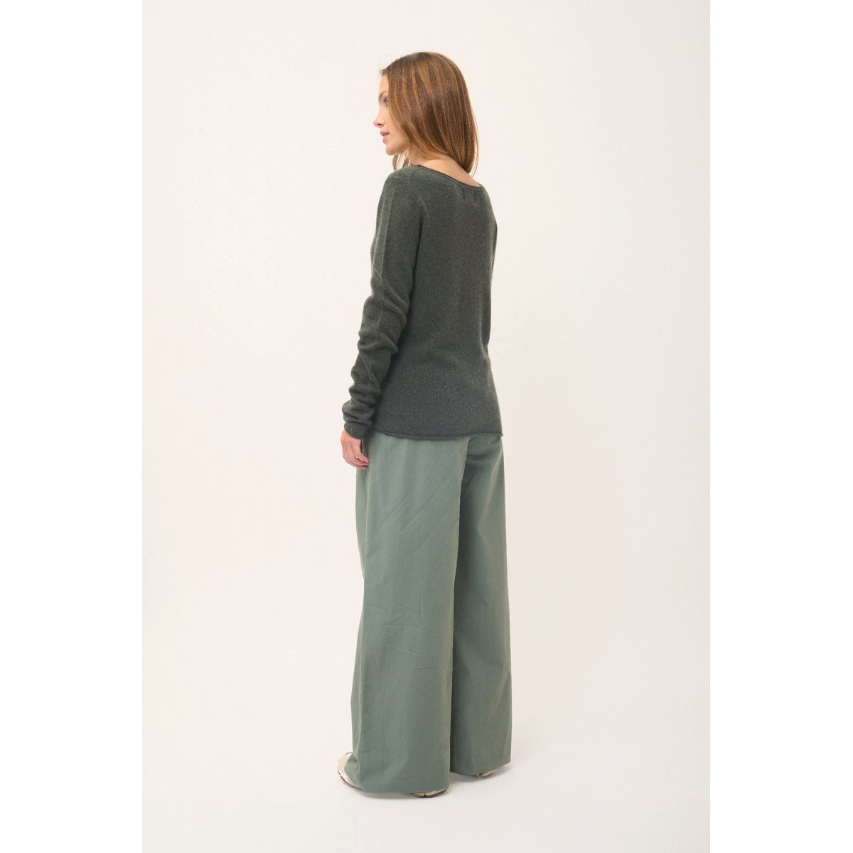 Pull Col Bateau Kaki Chiné Grace kaki chiné, JUST CASHMERE