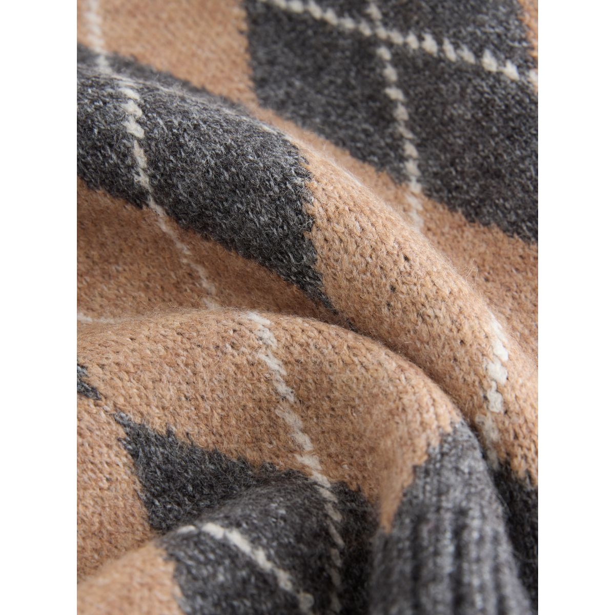 Pull ras du cou en maille argyle gris anthracite/brun clair, NEXT