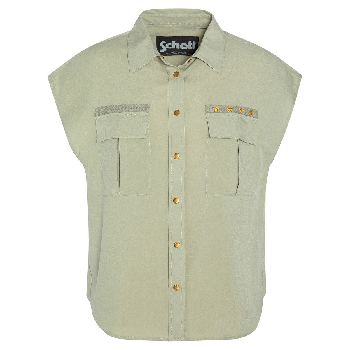 Chemise army sans manche sage kaki, SCHOTT