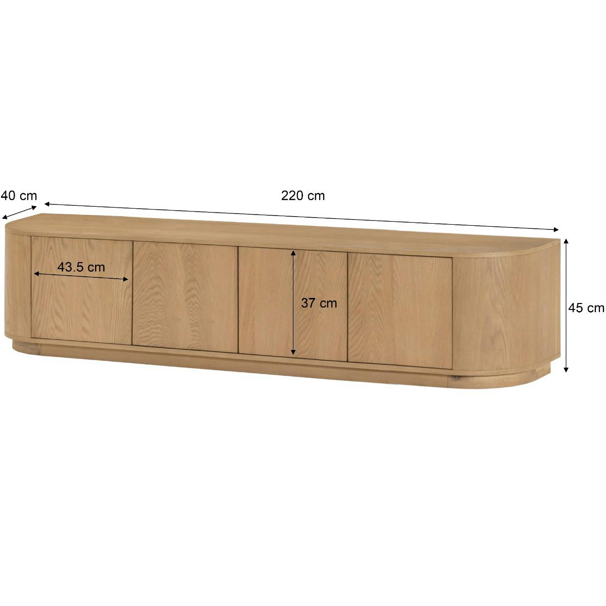 Meuble TV design en chêne, 4 portes LOREN bois clair, PIER IMPORT