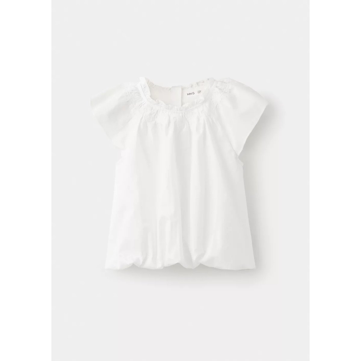 Blouse en coton à bas bouffant blanc, MANGO BABY