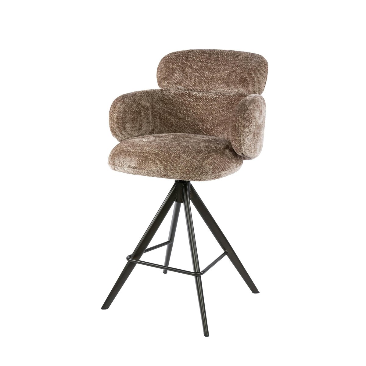 Lot de 2 tabourets de bar pivotants design arrondi CREEK taupe, PIER IMPORT