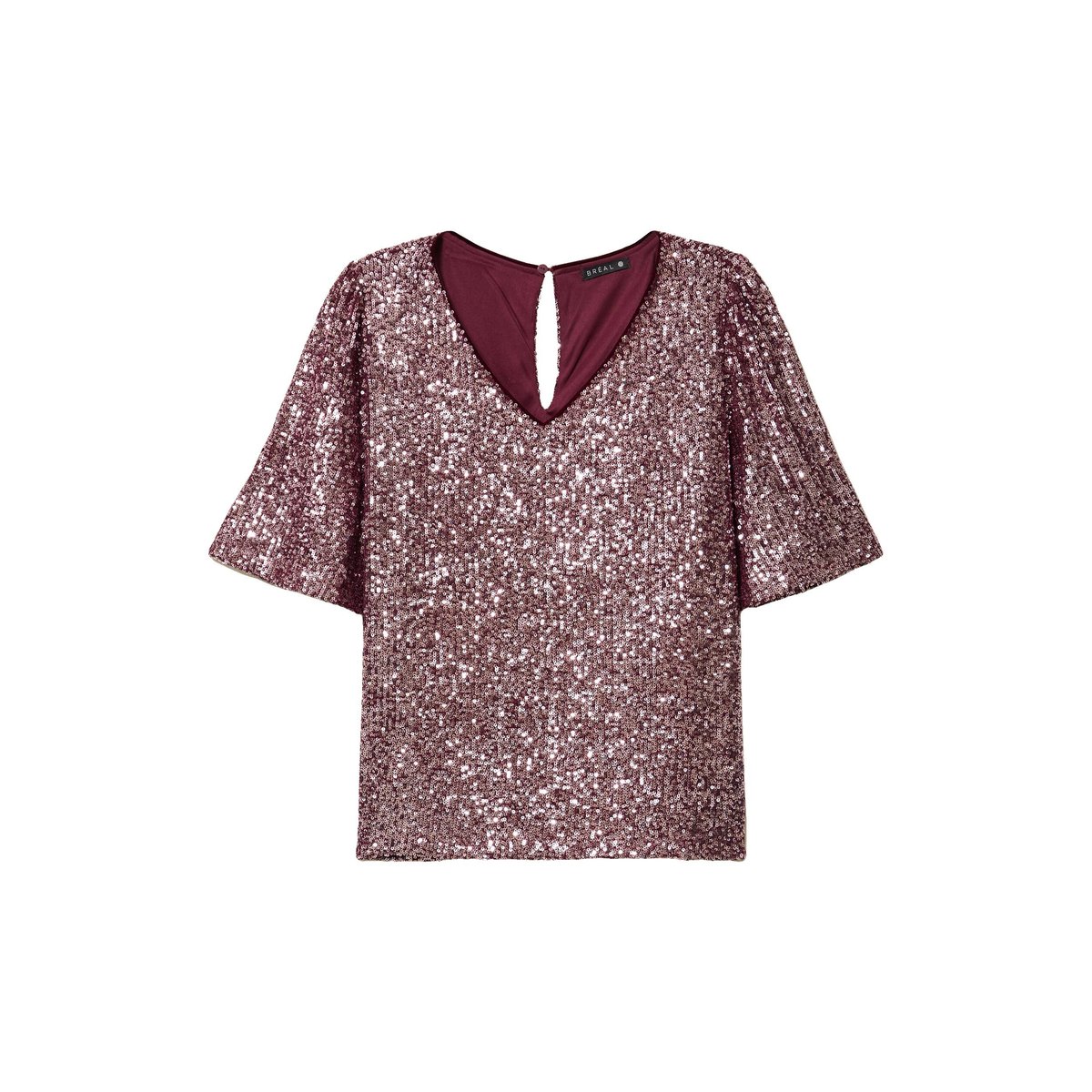 Blouse à sequins manches coudes doublée bordeaux, BREAL