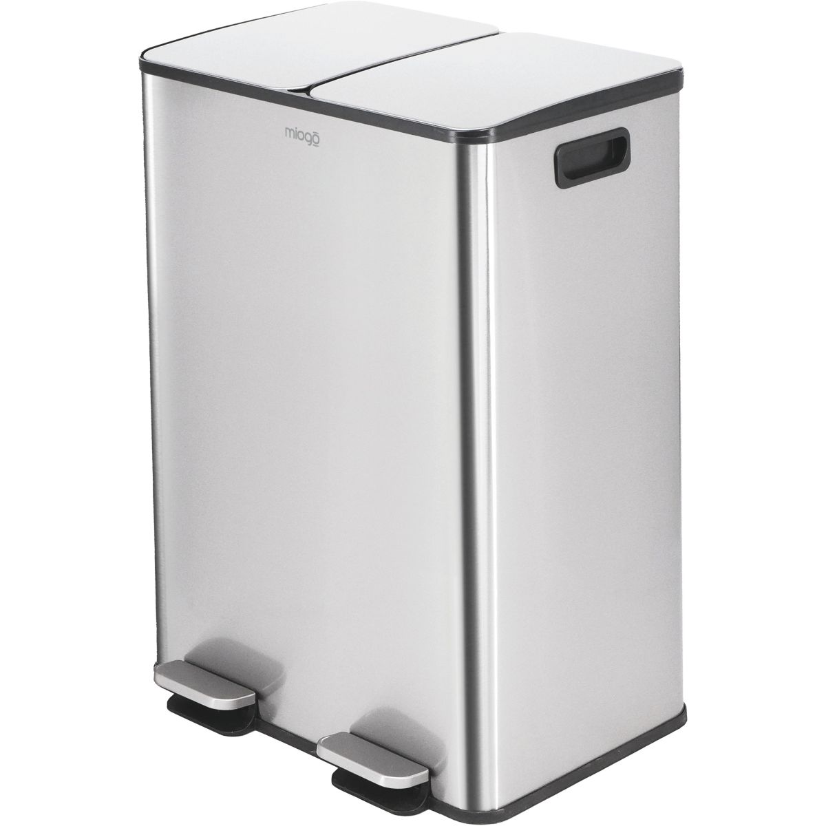 Poubelle de cuisine tri sélectif Tri selectif 60L inox couleur unique, MIOGO