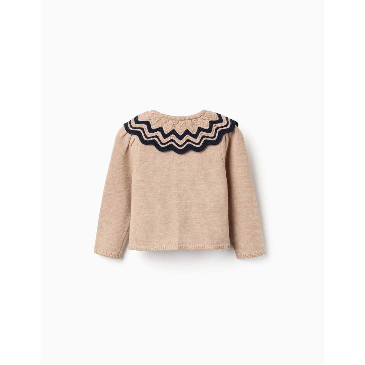 Cardigan en maille avec col à rayures beige, ZIPPY