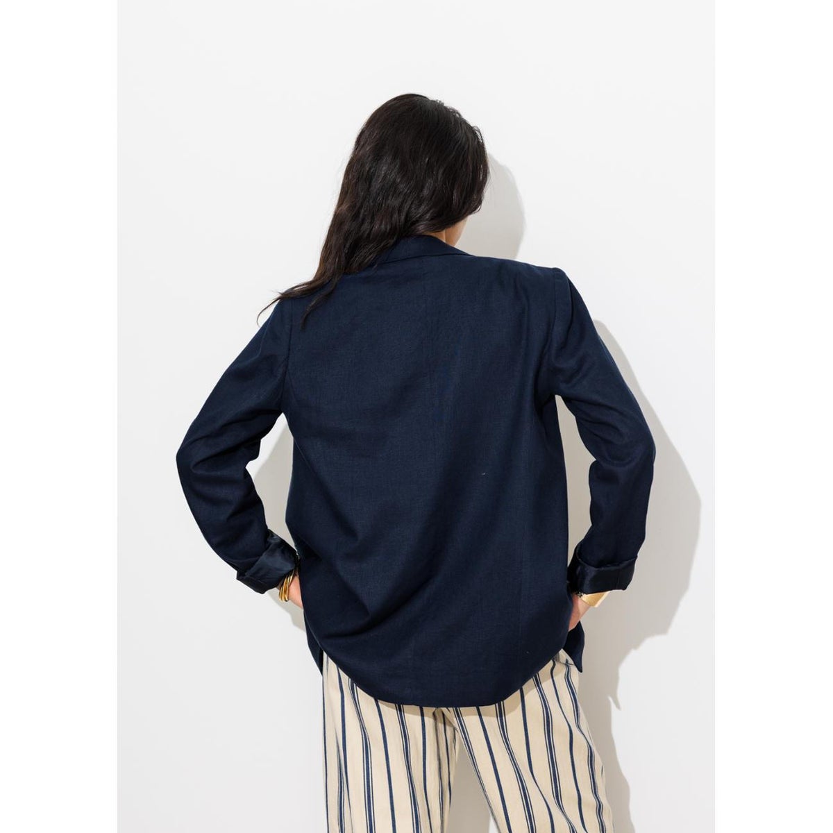 Veste de tailleur lin mélangé marine, PROMOD