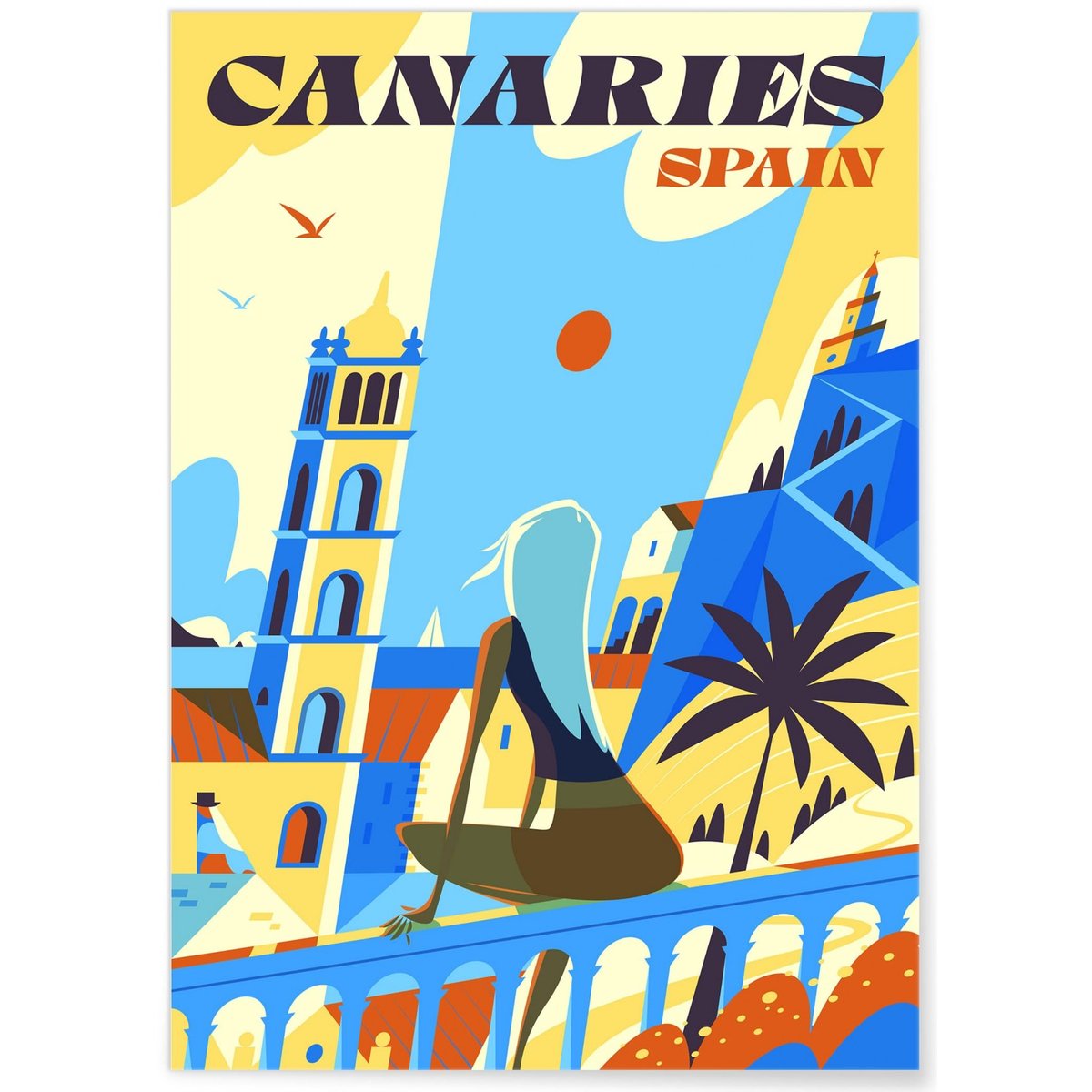 Affiche Îles Canaries blanc, L'AFFICHERIE