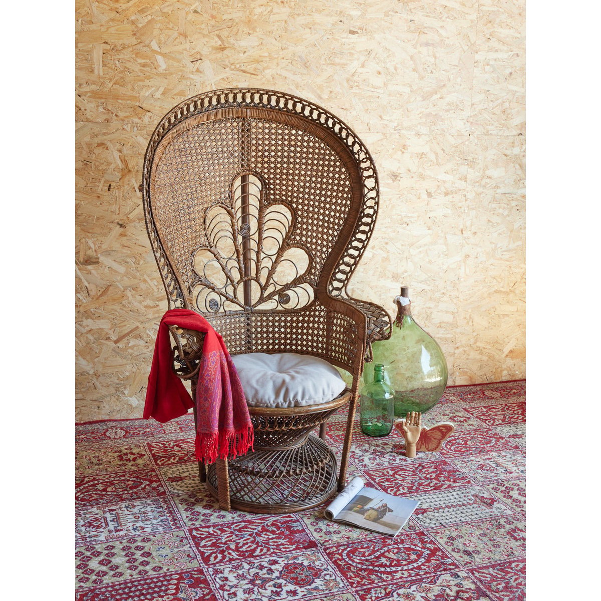 Fauteuil en osier Emmanuel N°19 - Bon état bois foncé, DEBONGOUT