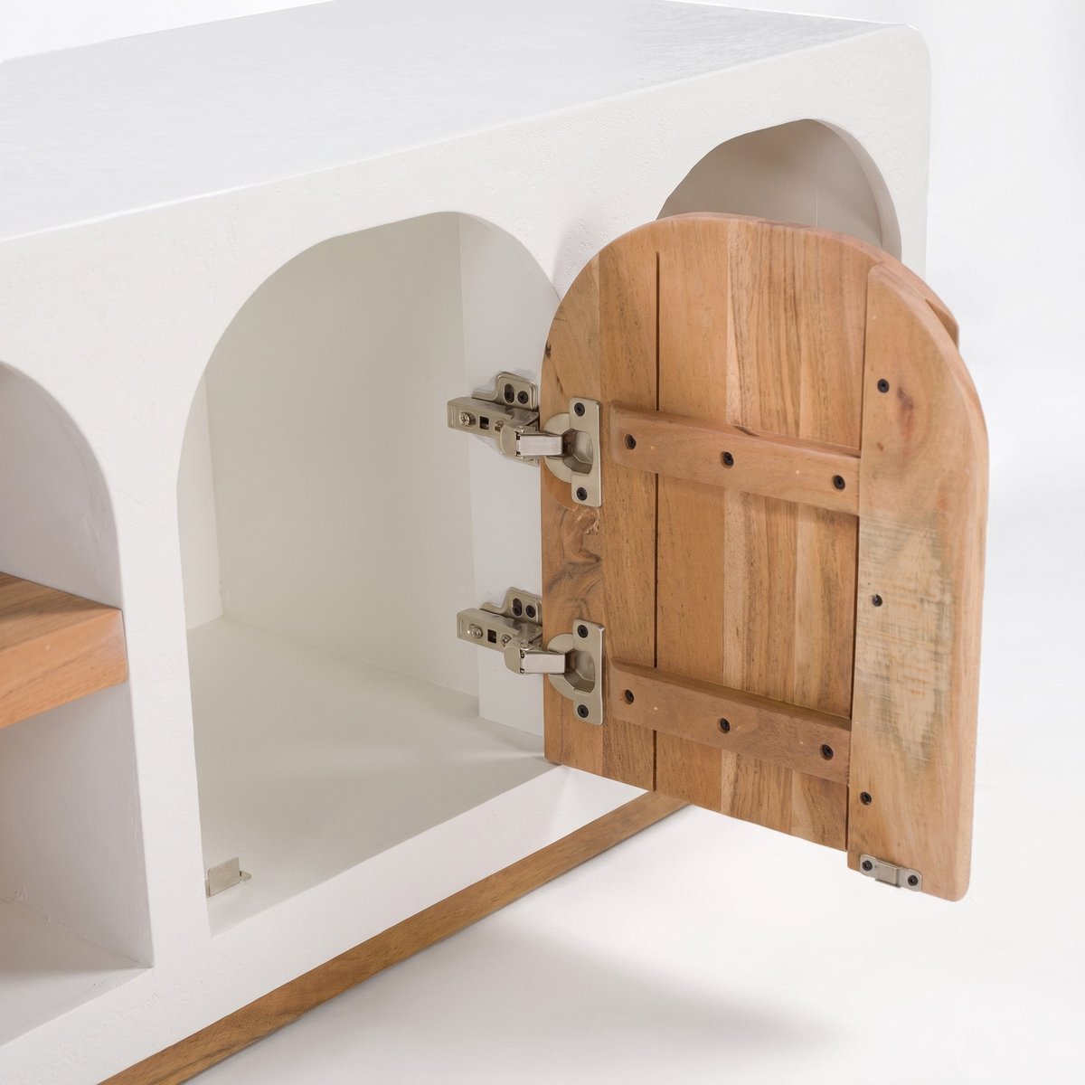 Meuble TV en plâtre 180 cm - FIRA blanc cassé, MAISON PAVANE