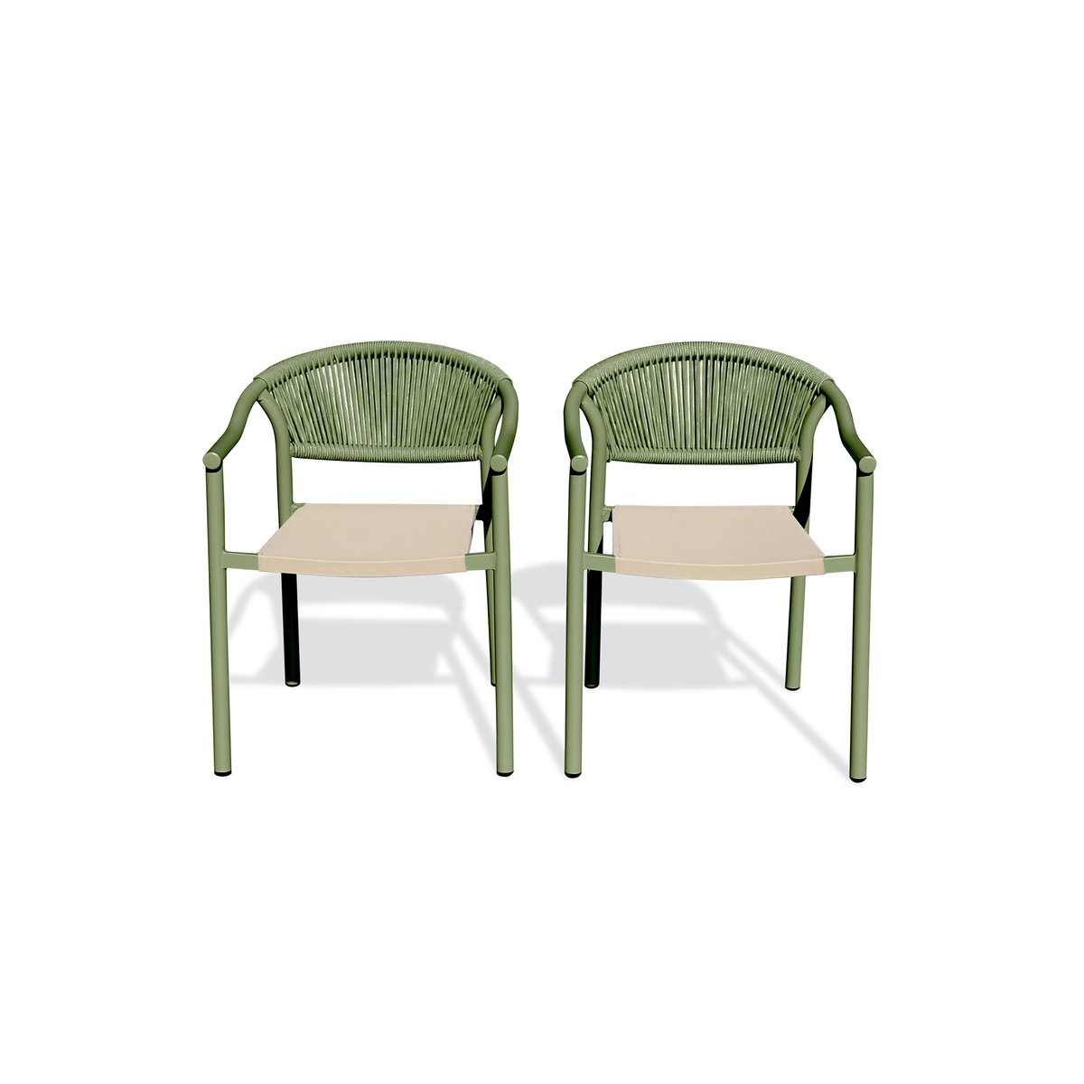 Lot de 2 fauteuils de jardin SUMBA vert olive, DCB GARDEN