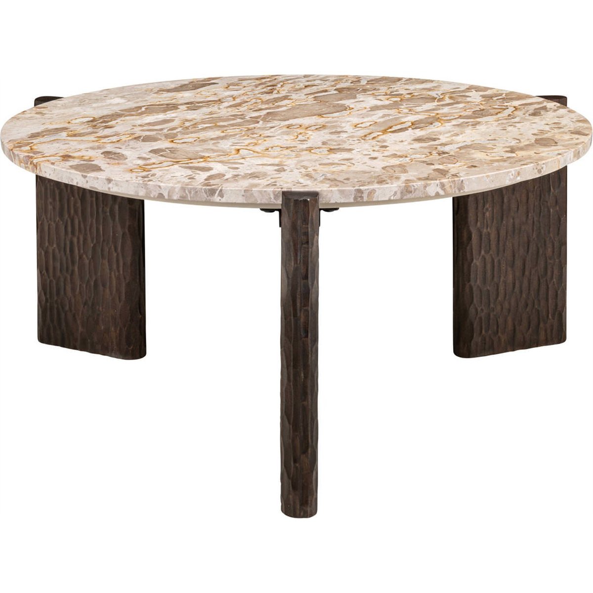 Table basse ronde en marbre et manguier naturel, RECOLLECTION