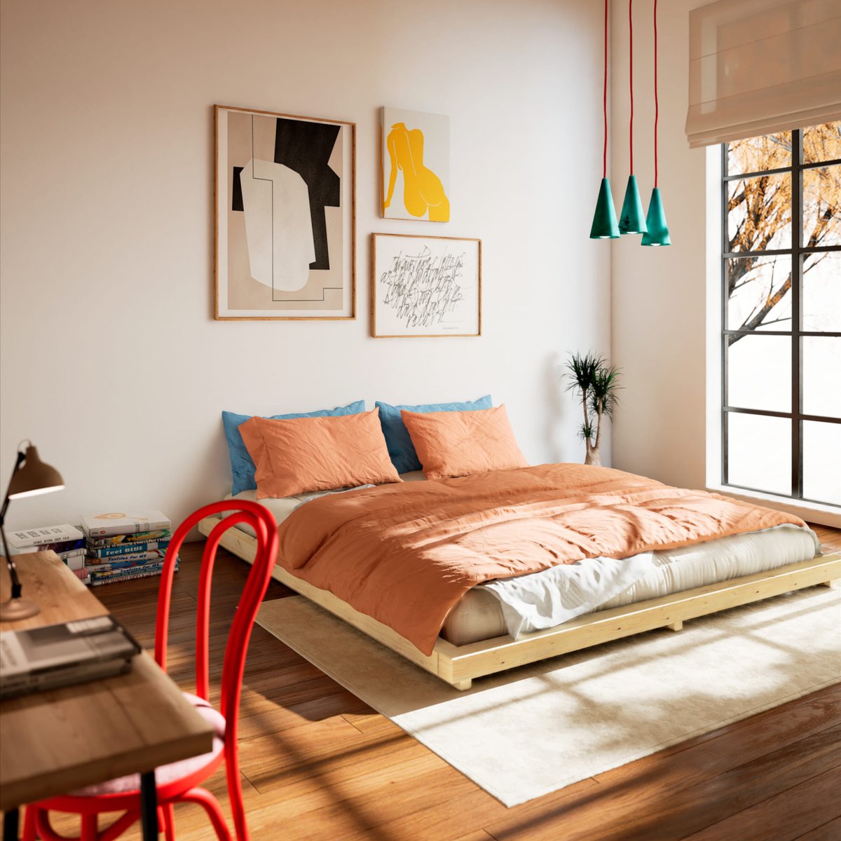 Lit futon DOCK en pin massif, style japonais - DOCK bois clair, KARUP DESIGN