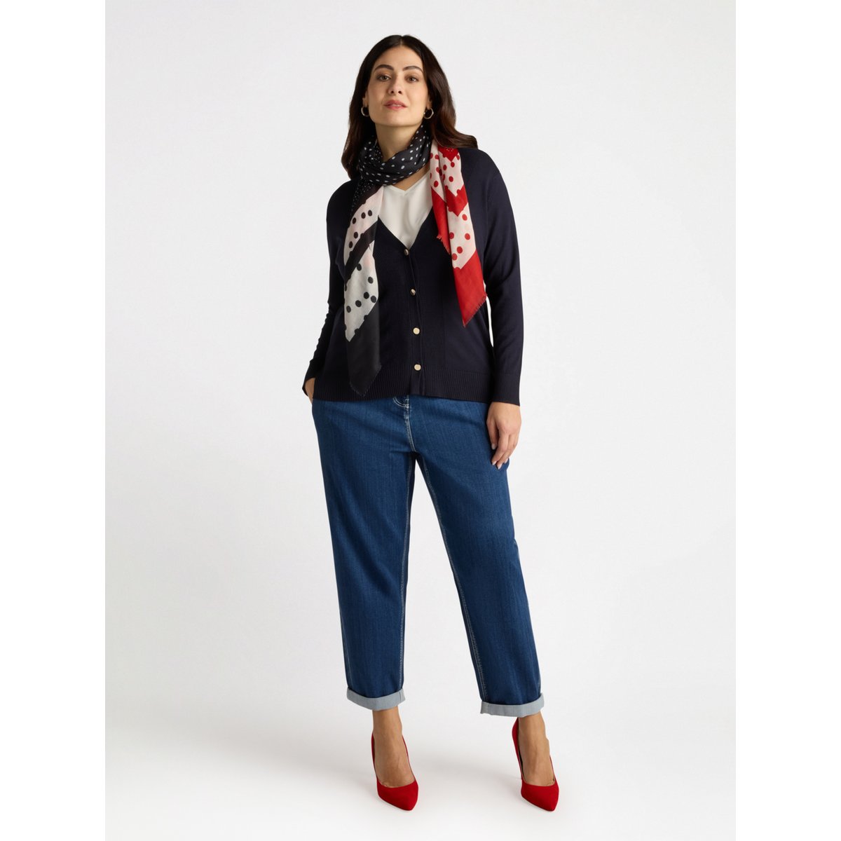 Cardigan col V bleu, FIORELLA RUBINO
