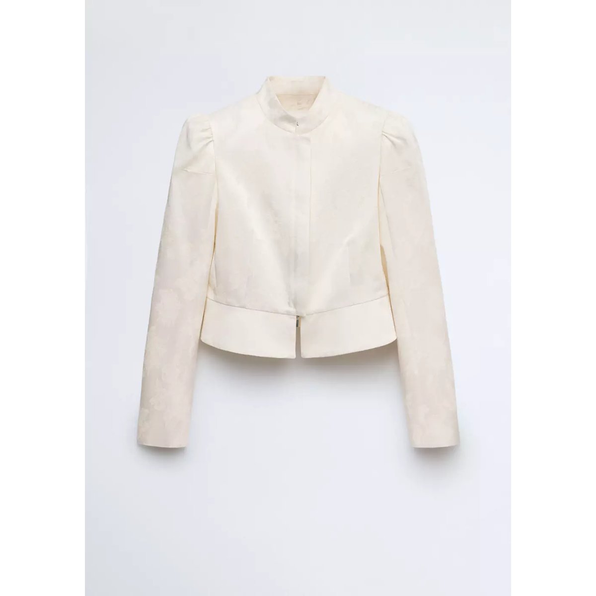 Veste jacquard à col officier écru, MANGO