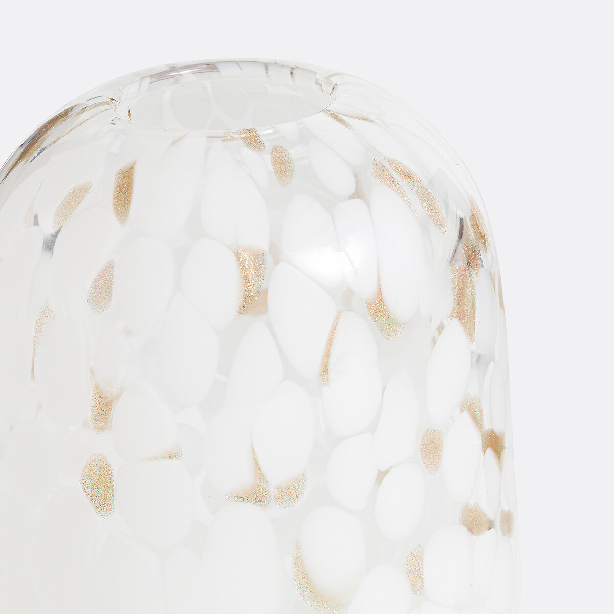Jarrón de cristal moteado H15 cm, Miaro blanco/dorado, LA REDOUTE INTERIEURS