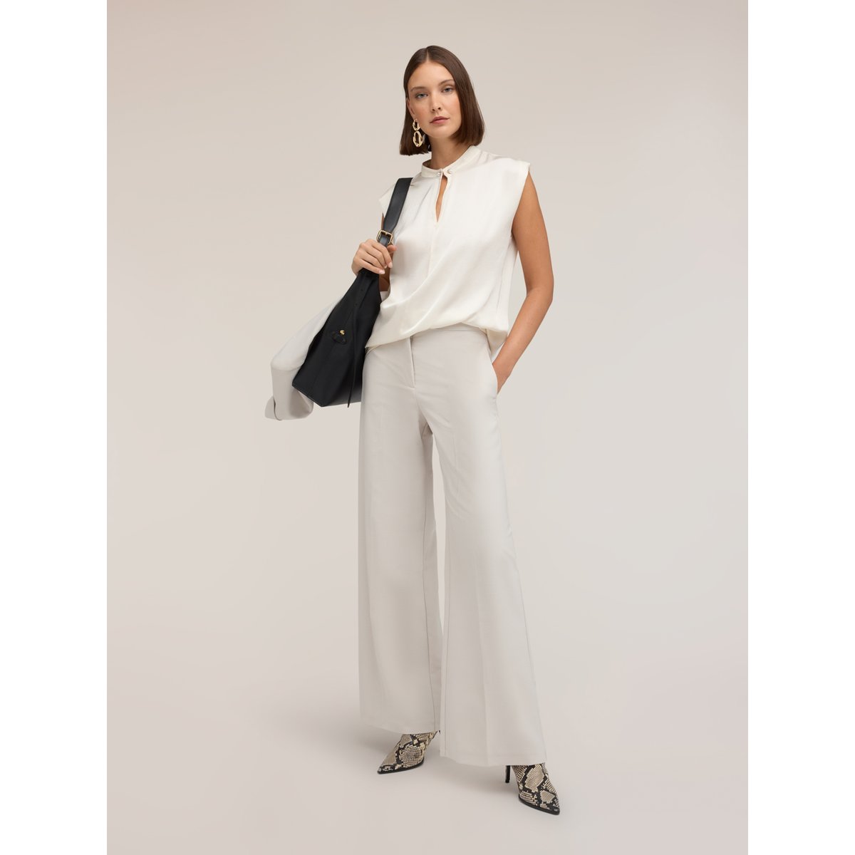 Blouse avec col mao blanc, MOTIVI