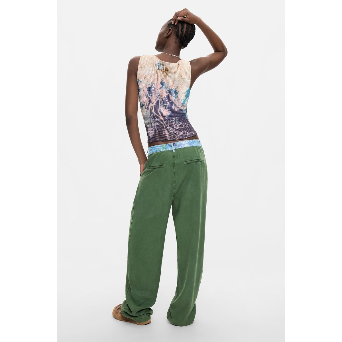 Pantalon combiné en lyocell vert, DESIGUAL
