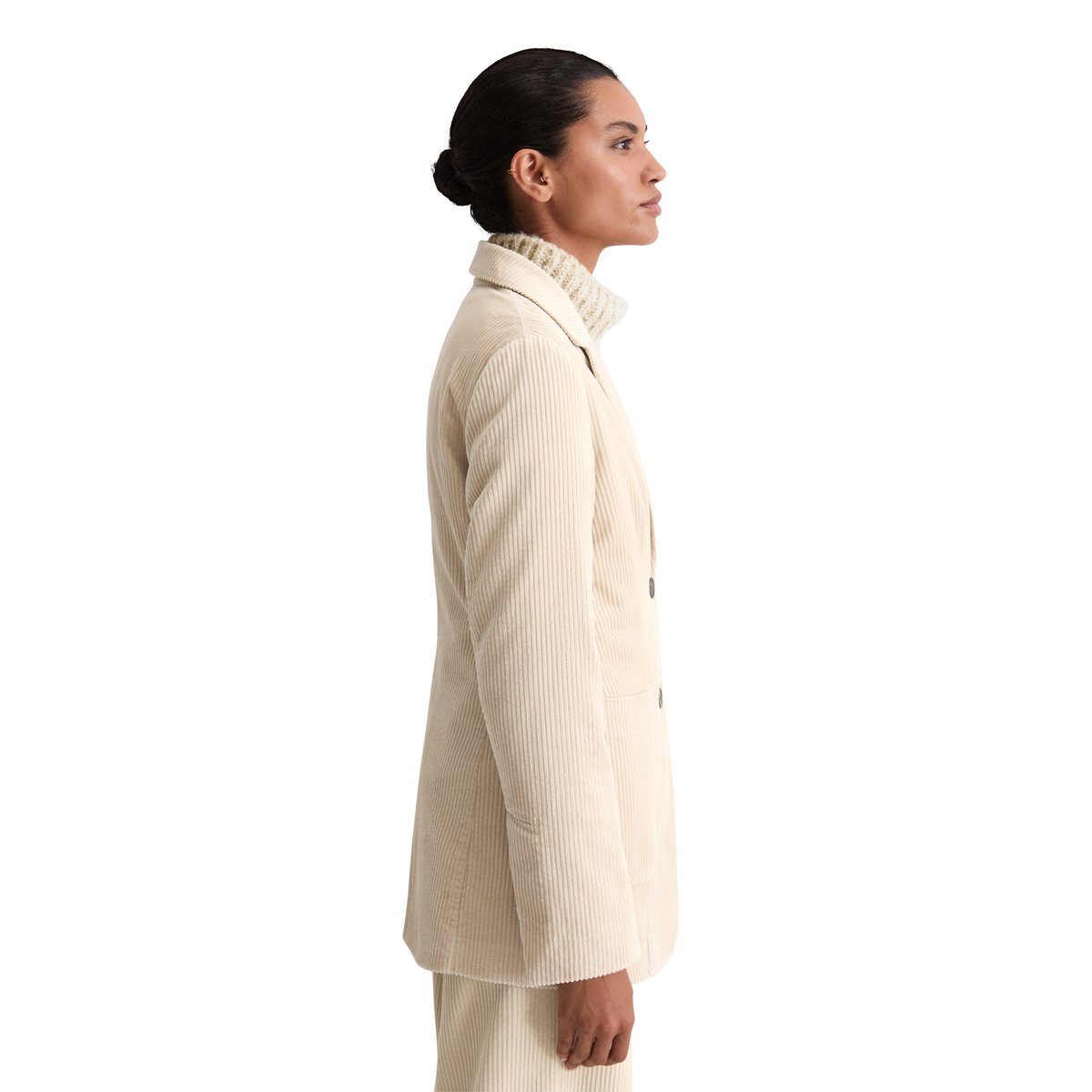 Blazer en velours côtelé shaped en pur coton organique beige, MARC O'POLO