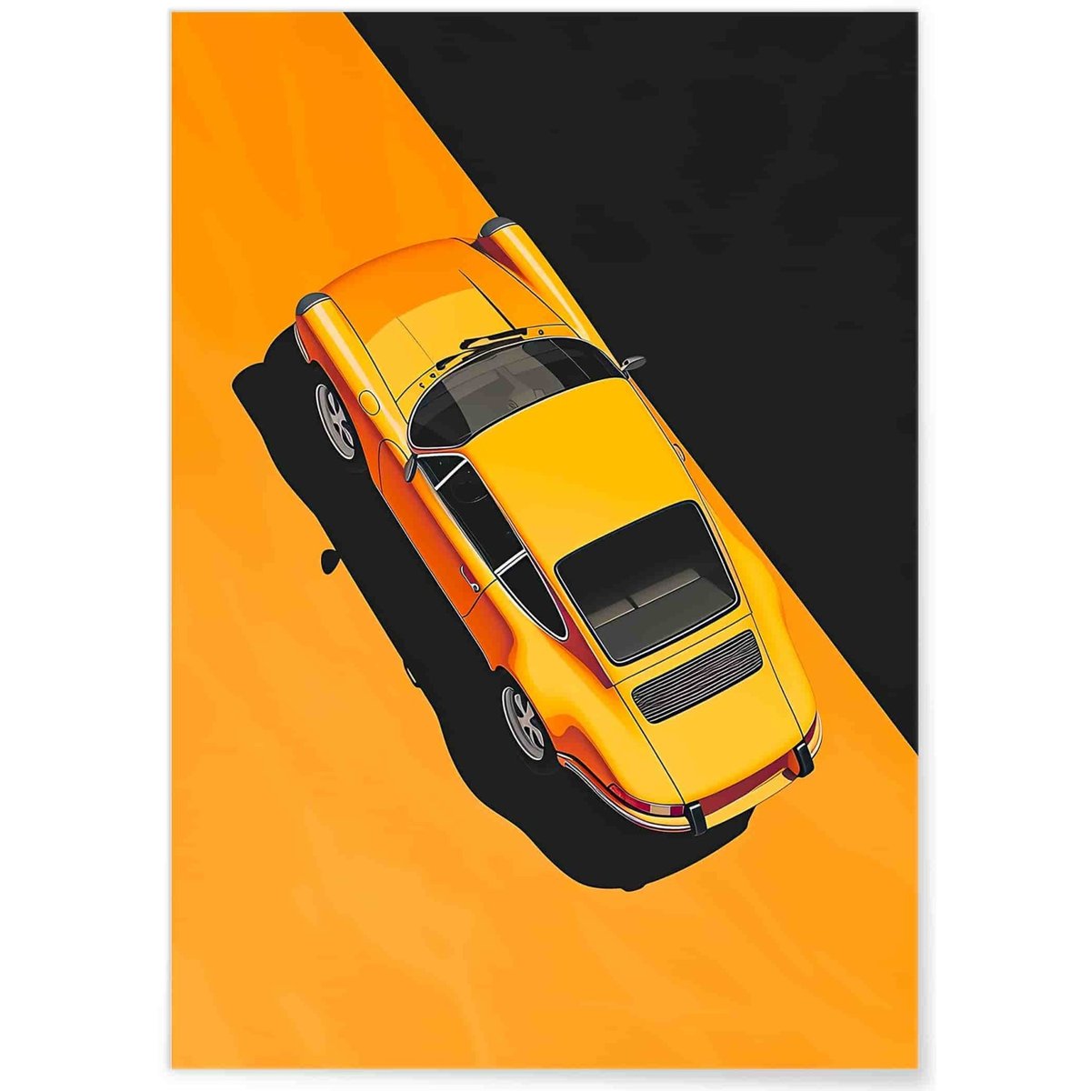 Affiche 911 jaune - Look minimaliste et rétro blanc, L'AFFICHERIE