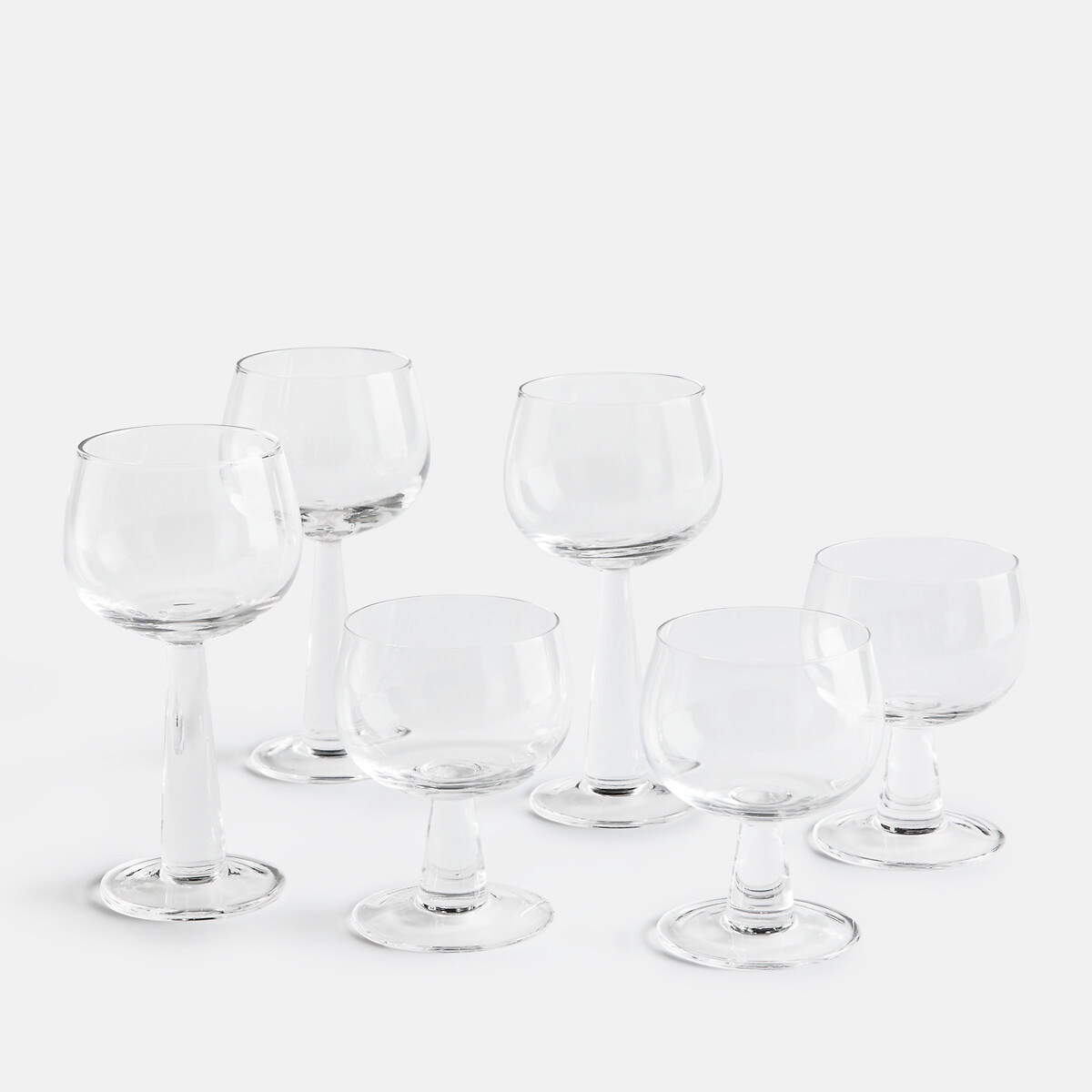 Lot de 6 verres forme ballon, pied bas, LAZIE transparent, LA REDOUTE INTERIEURS