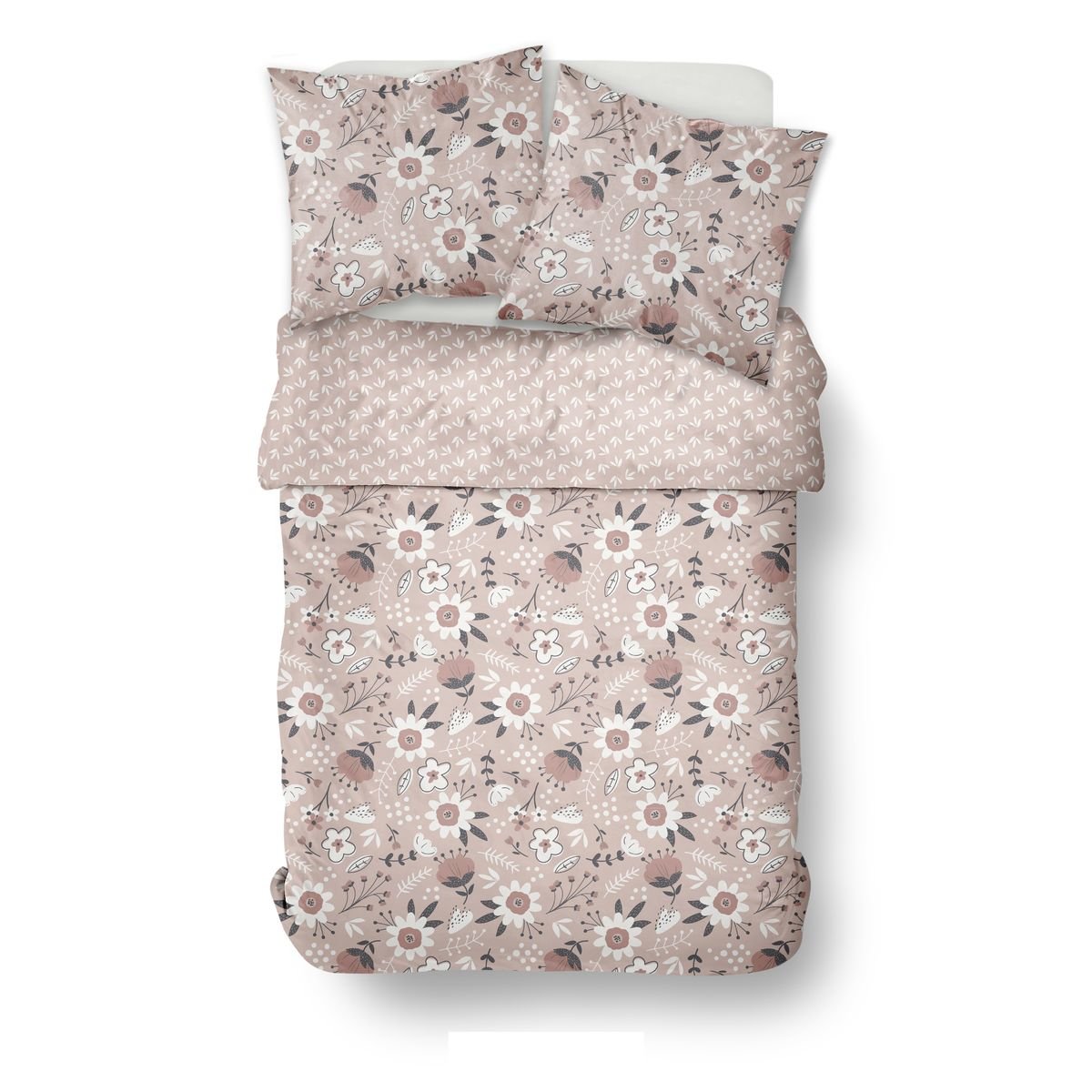 Parure de lit imprimé Floral coton SUNSHINE MANON rose, TODAY